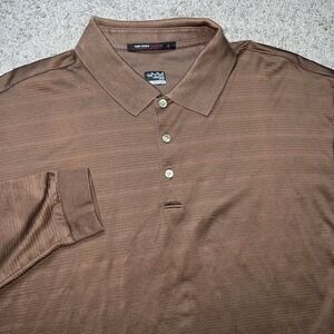 Nike Tiger Woods Collection Polo Shirt Mens Brown XL Long Sleeve Golf